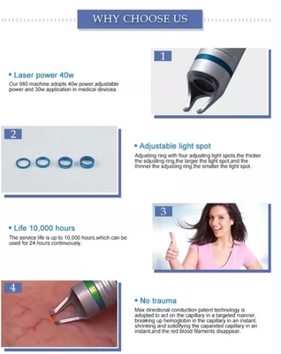 Örümcek damarları / damarları çıkarmak için profesyonel 980nm diyot lazer makinesi